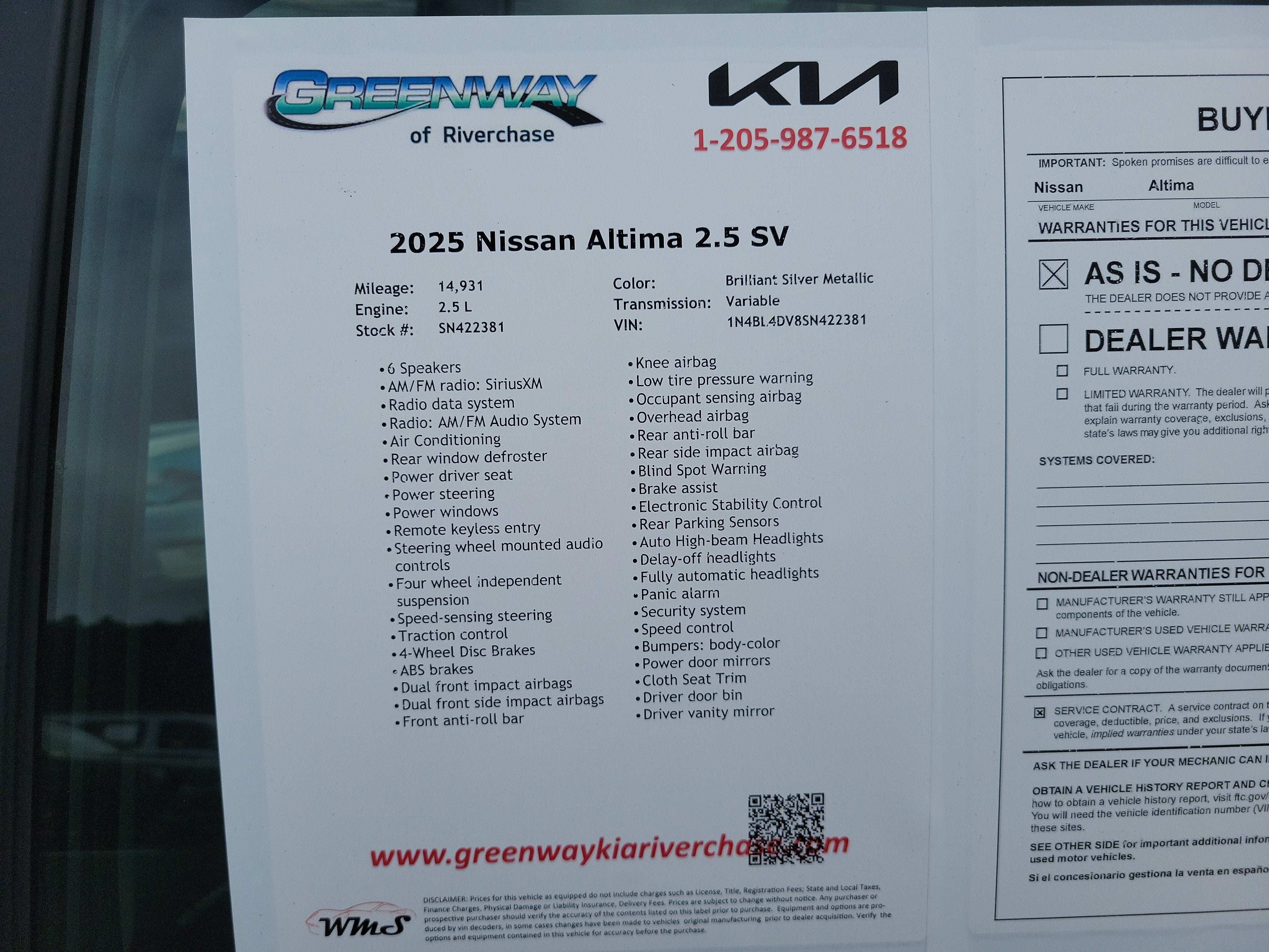 2025 Nissan Altima 2.5 SV