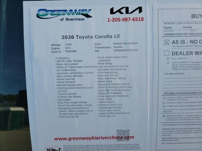2026 Toyota Corolla LE