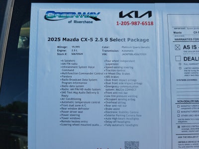 2025 Mazda Mazda CX-5 2.5 S Select Package