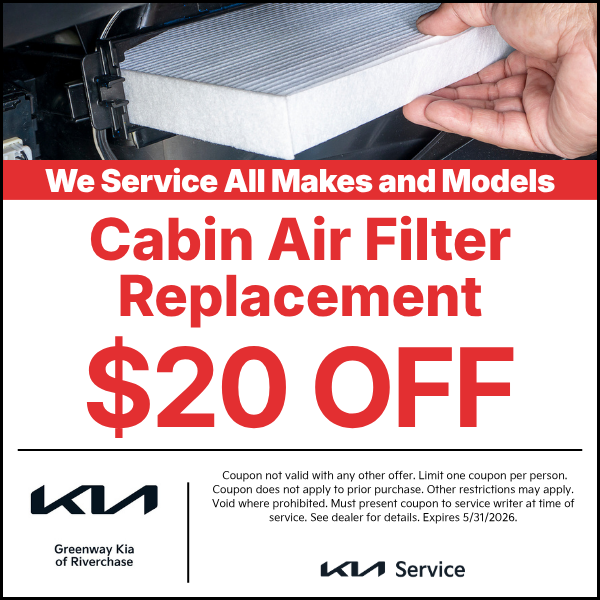 $20 Off Cabin Air Filter