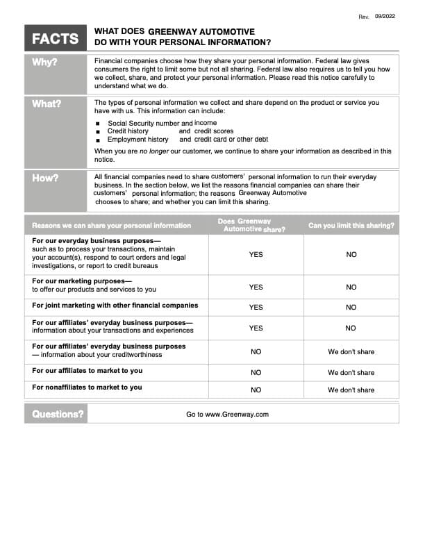 Privacy Policy page one